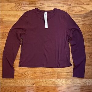 Lululemon Classic-Fit Cotton-Blend Long Sleeve Shirt Garnet Size 4